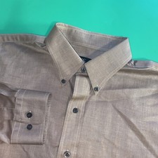 JOS A BANK Traveler  s Collection Men  s Large Beige Tab Collar Dress Shirt