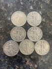Lot Of 7 Walking Liberty Half Dollar 90% Silver Circulated Junk Silver