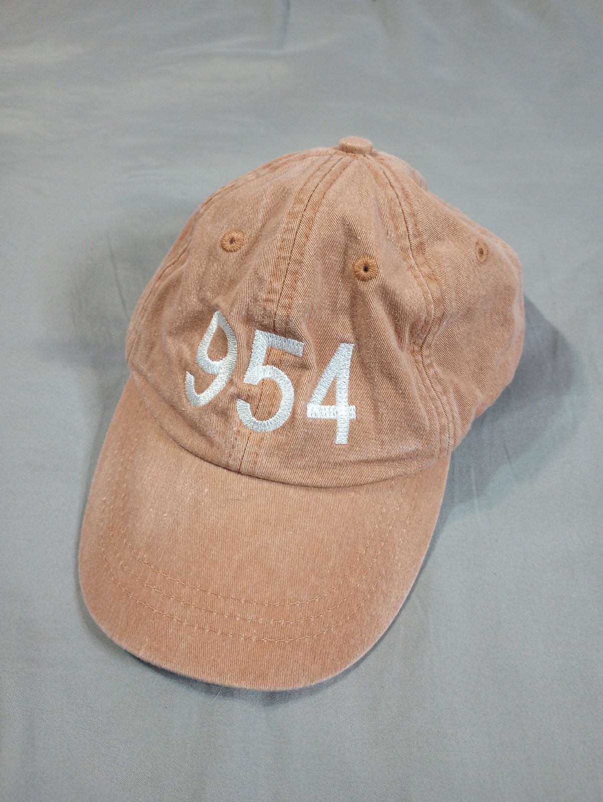 Area Code 954 Baseball Hat Cap Burned Orange Adju… - image 1