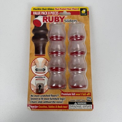 BulbHead Ruby Sliders Furniture Leg Protectors 8 Pack Clear Red Universal Fit