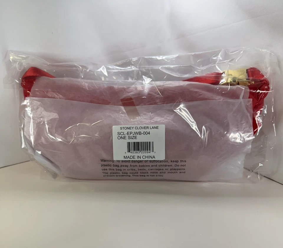 STONEY CLOVER LANE Jumbo Fanny Pack Bag APPLE RED Shiny Patent PREP RALLY LE NEW - Image 4 of 4