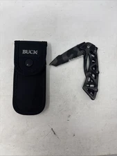 Buck Knife 870 Bones Folding Pocket Knife With Buck Belt Sheath. Read