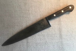 VINTAGE DEXTER CHEFS KNIFE #48910 9.25” CARBON STEEL BLADE, FULL TANG