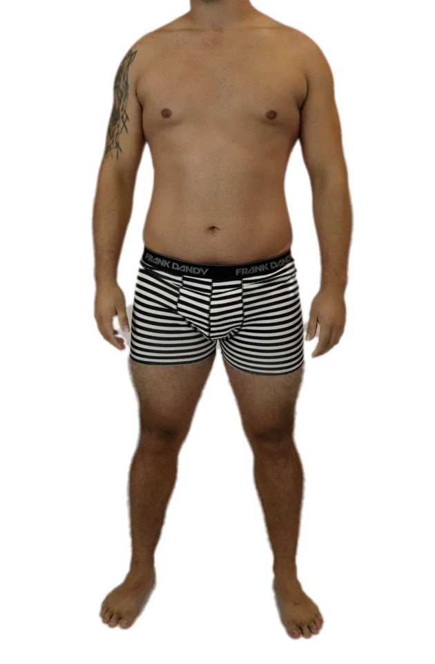 New Mens Frank Dandy SuperWear Boxer Brief Black White Strip XL XXL L - Image 2 of 4