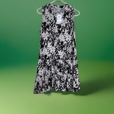 Nine West Black & White Knee Length Women Dress (S Size)