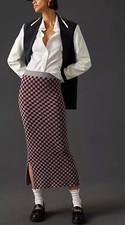 Anthropologie Kule Skirt Colorblock Check Knit The Tawny Retro Preppy Small New