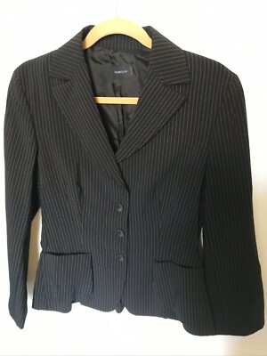 Tombolini Black/White Pinstripe 4 Button Blazer - Size S