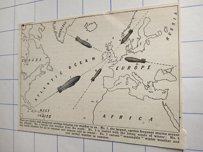 Imaginäre Luftschiffe bringen Wetter auf US-Karte um 1930
