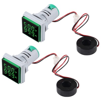 2Pack LED Display Voltmeter Square Dual Display Voltmeter and Ammeter LED Dig...