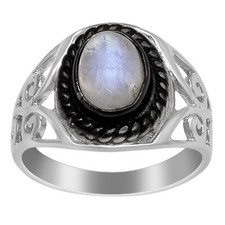 925 Sterling Silver 1.5 Cts Moonstone Gemstone Wide Shank Designer Ring
