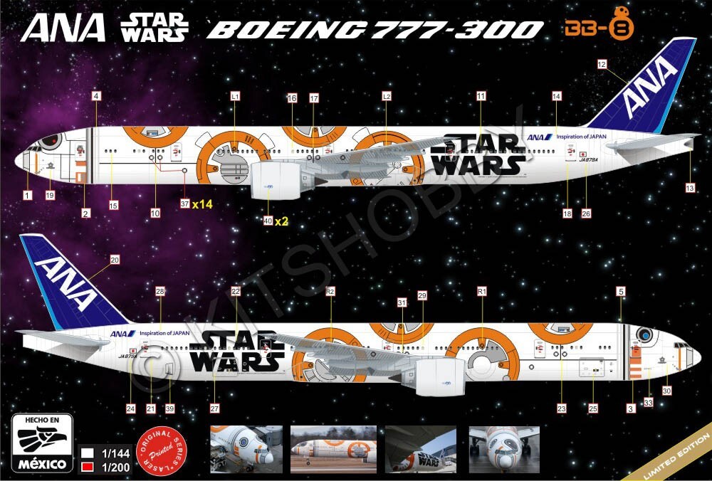 8A Decals 1/200 Boeing 777-300ER - ANA Star Wars BB8 - Laser Decal