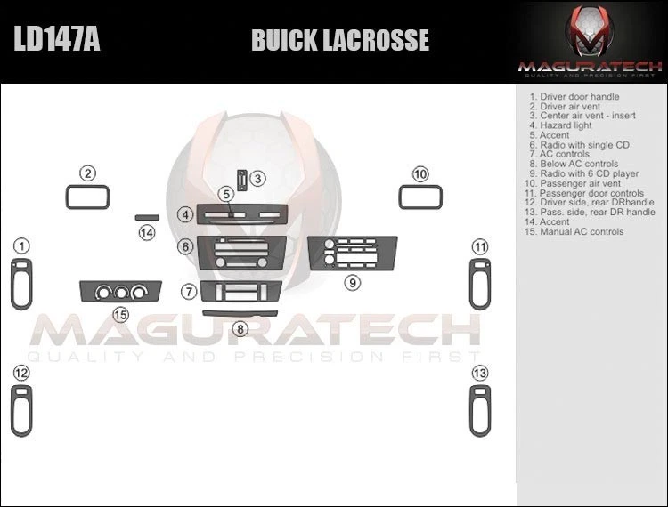 KIT DE TABLERO DE CARBONO REAL GRANDE DE LUJO PARA Buick Lacrosse 2005-2009 Foto 2 de 4