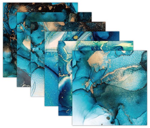 Wizardi Ocean Scrapbook Paper Pack. 12 Sheets of 15.2x15.2cm Heavyweight Pape... - Picture 3 of 4