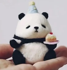 Needle Felting Panda DIY Wool Kit 3D Birthday Gift Set Crafts Beginner Plush
