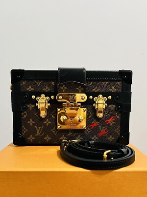 LOUIS VUITTON Petite Malle Monogram Canvas Shoulder Bag Brown