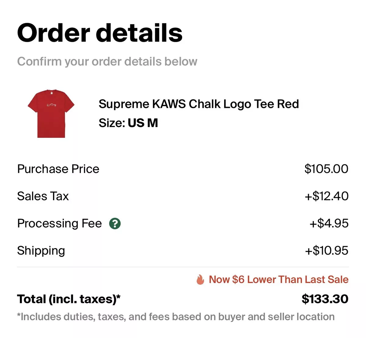 Supreme KAWS Chalk Box Logo Tee Red Size Medium Bogo T Shirt M