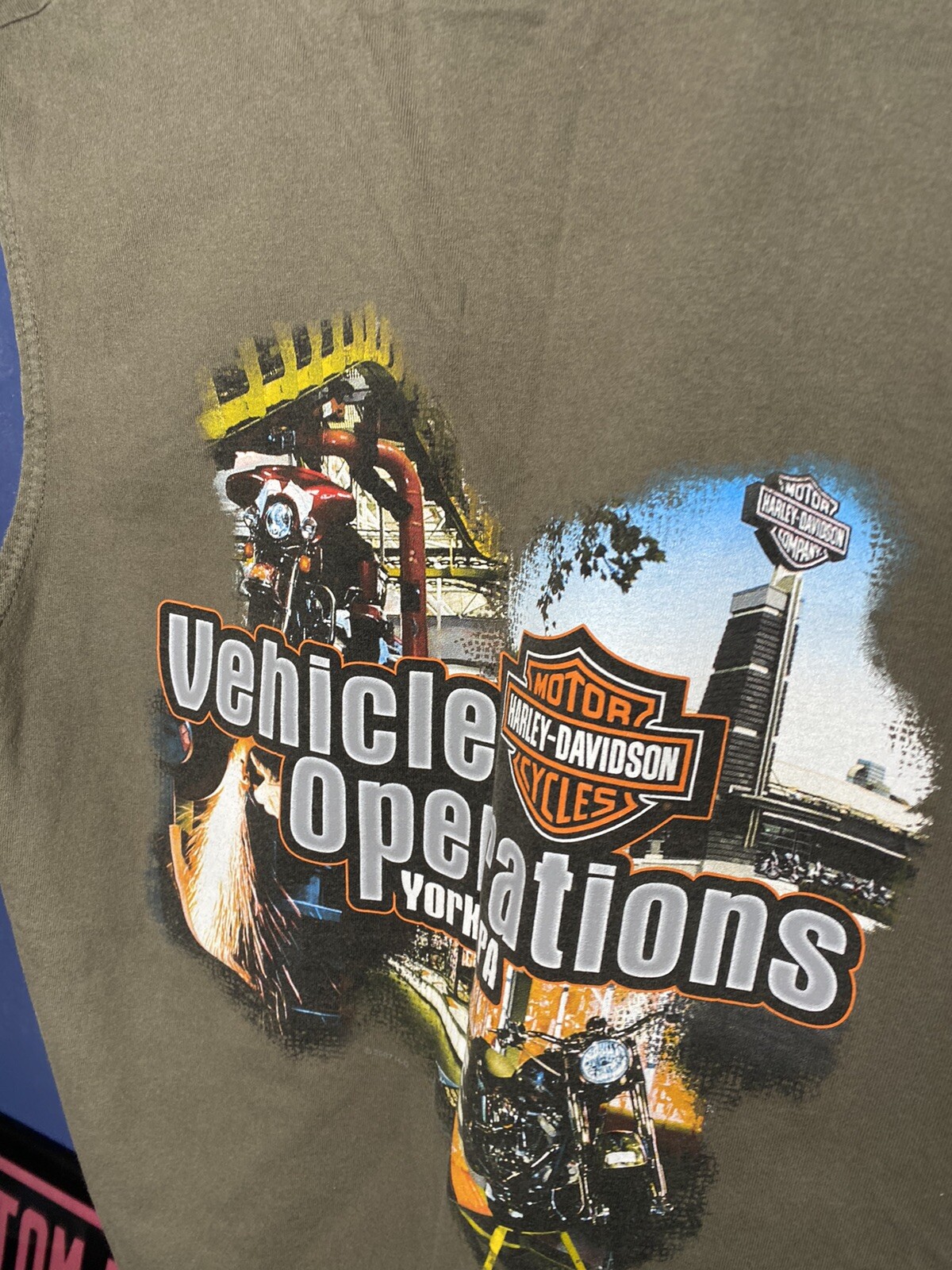 Harley Davidson Tank Top York PA Y2K Mens Large Gray … Gem