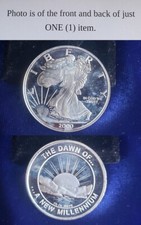 2000 The Dawn Of New Millennium 1 Troy Oz .999 Fine Silver Proof Round 241763 95.00 per troy oz