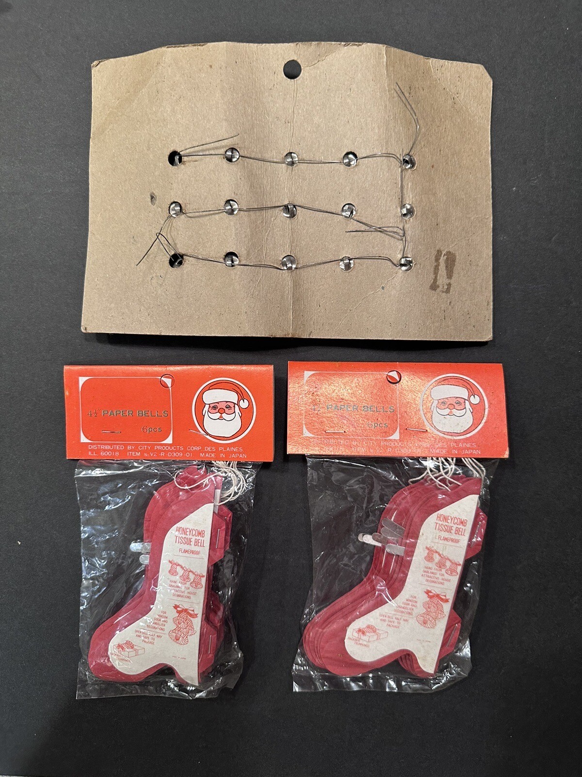 NOS 3 Vintage Christmas Items / 12 mini bells / 15 Jingle