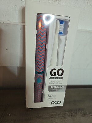 Pop Sonic Go Sonic Portable Toothbrush Pink/Blue, 2 Minute Timer NEW