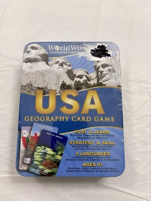 WORLDWISE USA US GEOGRAPHY CARD GAME Edition 2009 Tin Case 8+ Rare SEALED NEW