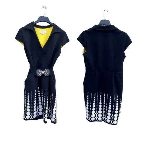 Studio I Black, White And Yellow Dress With Dots,… - image 1