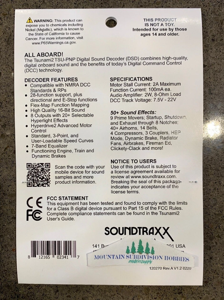 New Soundtraxx 885814 Tsunami 2 TSU-PNP8 GE Diesel DCC Sound Decoder 8 Functions - Image 3 of 4