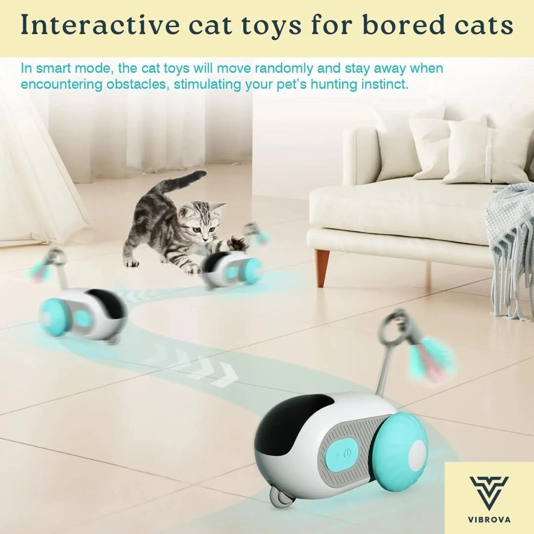 Interactive Cat Toy Car - Stimulation Robot Toy for Bored Indoor Cats