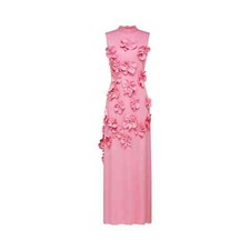 Magali bow-tie faux-flower embellished sleeveless maxi dress in Pink Sale price