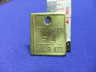 Token Tally Kohle Brett Bergwerk Bergmann Zeche R&R Ltd Werkzeug 54 Scheck Arbeit Industrie  