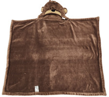 Carters Brown Monkey Hooded Infant Baby Blanket Fleece Plush