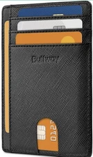 Buffway Slim mini ID holder card case front pocket Leather Wallet for Men Women