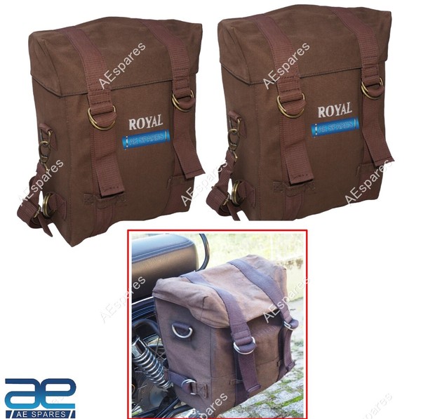 MilitäR Packtasche Leinen Tasche Paar,Braune FüR FüR Royal Enfield Klassisch 350-image