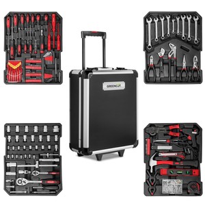 Maleta herramientas 819 piezas acero trolley aluminio con ruedas -GREENCUT