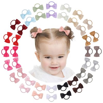 40PCS 2 Inches Baby Girls Hair Bows Ties Mini Boutique Elastic Hair Rubber Ribbo