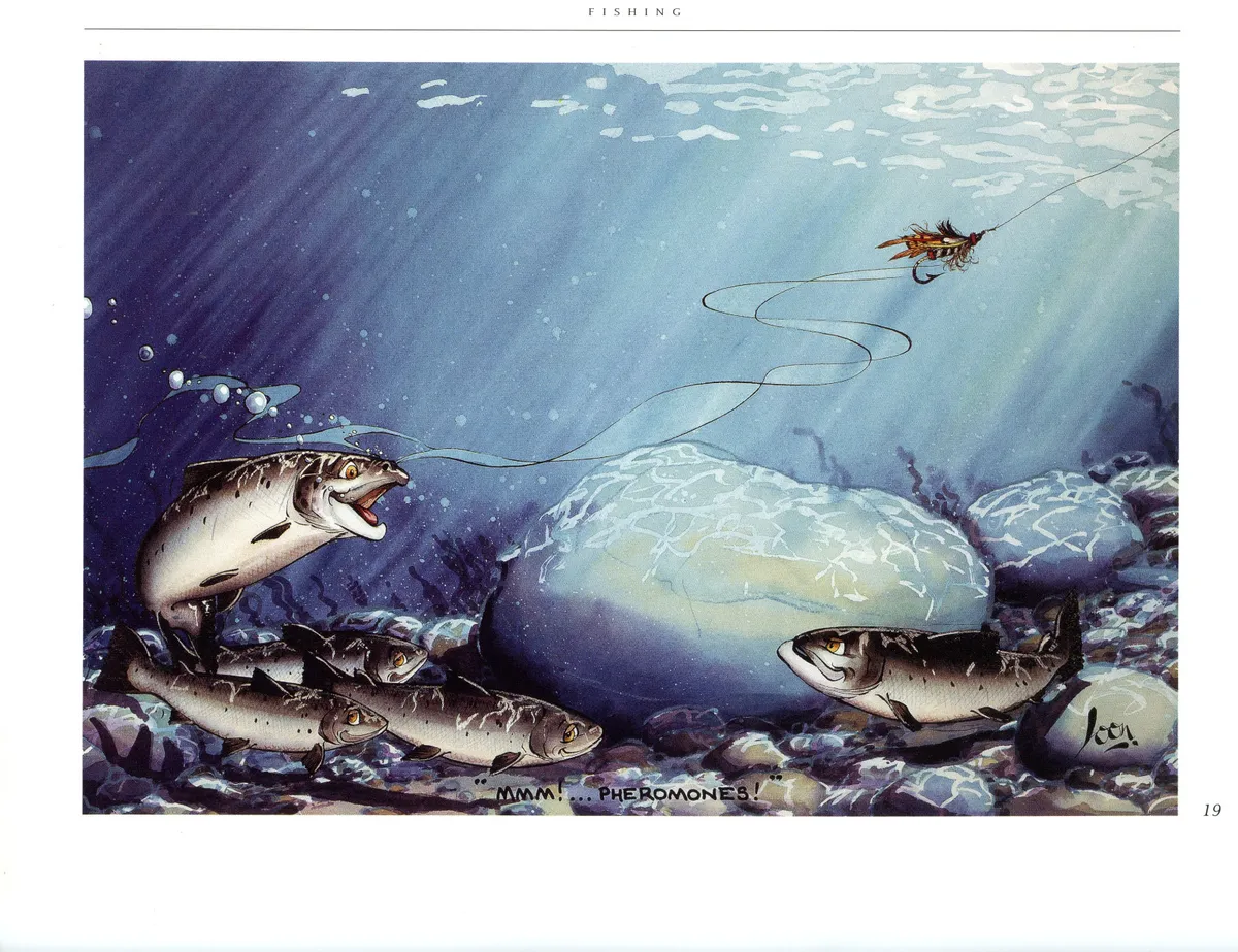 Fishing Parody MMM! . . . PHEROMONES! Bookplate Art Print by Alastair  Hilleary19
