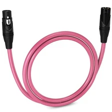 LyxPro Microphone 3 feet XLR Cable, Male to Female, 3 Pin Mic Cable, Pink