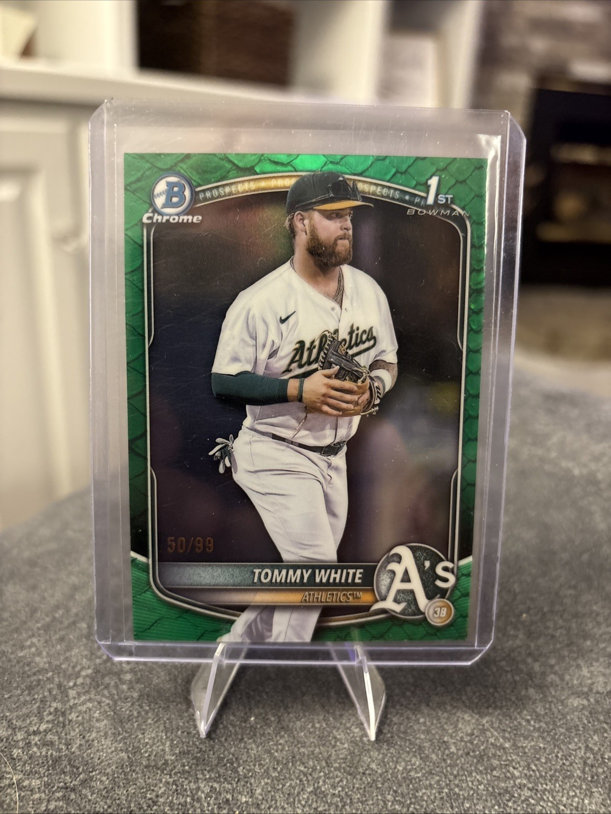 2025 Bowman Chrome Tommy White 1st Green Reptillian Refractor /99 - Athletics