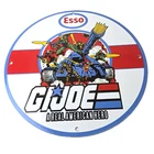 Vintage Esso G.I. Joe Tank Porcelain Sign - Real American Hero Gas Sign