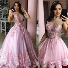 Lace Applique Short Prom Dresses Detachable Pearls Quinceanera Girls Ball Gowns