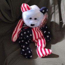 Ty Spangle Beanie Baby Bear Retired Original USA Flag Stars Stripes