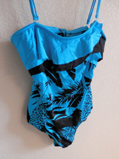 VINTAGE 80s Sirena II Swimsuit 2X Tropical Turquoise One Piece - Made in USA