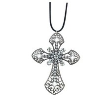 Bling Cross Car Hanging Ornament, Crystal Rhinestone Car Rear View Mirror Black