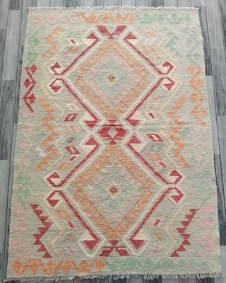 Artisan Handmade Afghan/Türkischer Kelim Teppich, Azteken Wolle Vorleger Größe170x123 CM