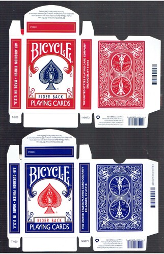12 Bicycle Playing Card Boxes - Rider 808 Red & Blue Design Poker Size ...