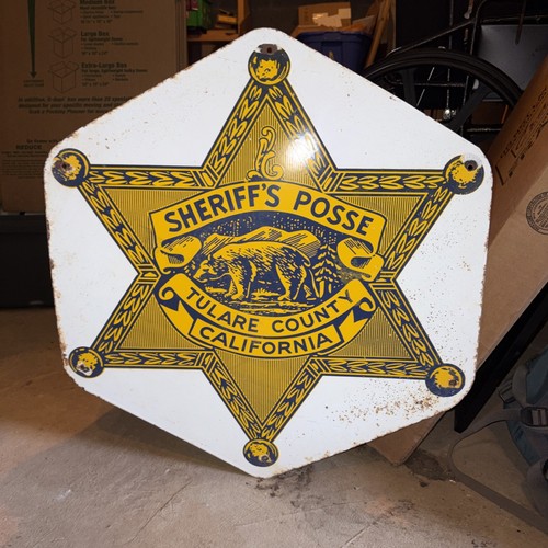 Original 1950s Tulare County California porcelain Police Sign