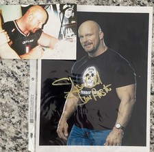 Stone Cold Steve Austin Signed 8x10 Photo Gold Auto! WWE Legend Extremely Rare!
