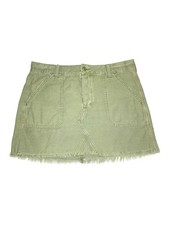 American Eagle Sage Green Raw Hem Cotton Utility Mini Skirt Size 10