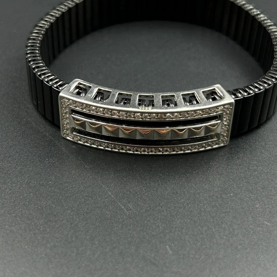 5CT Round Lab Created Diamond Men's Adjustable Bracelet 14K White Gold Finish - Image 4 of 4