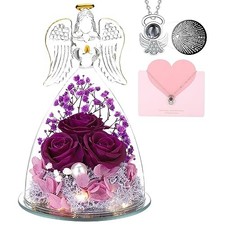 Gifts for Mom Birthday Gifts for Women,Preserved Large Angel Purple Rose Gifts